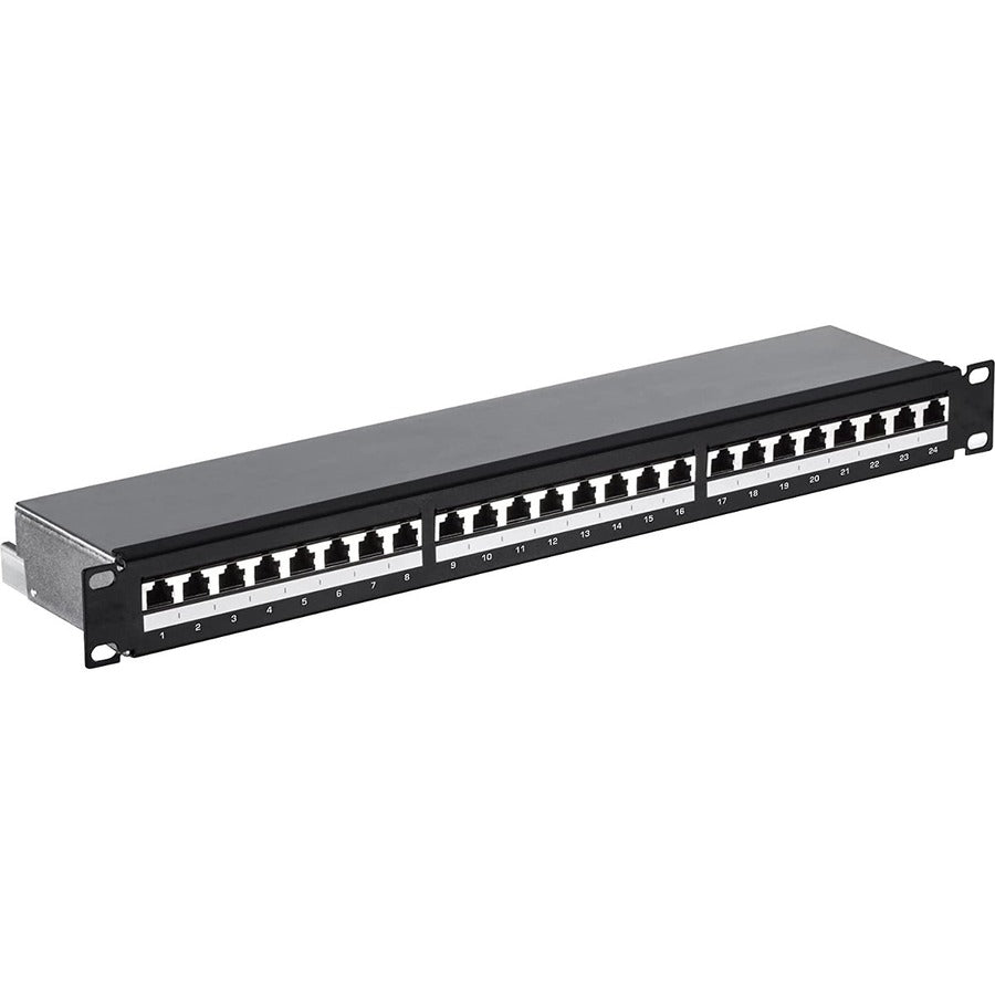 4XEM CAT6A 24-Port Patch Panel - 24 Port(s) - 24 x RJ-45 - 1U High - Black - 19" Wide - Rack-mountable