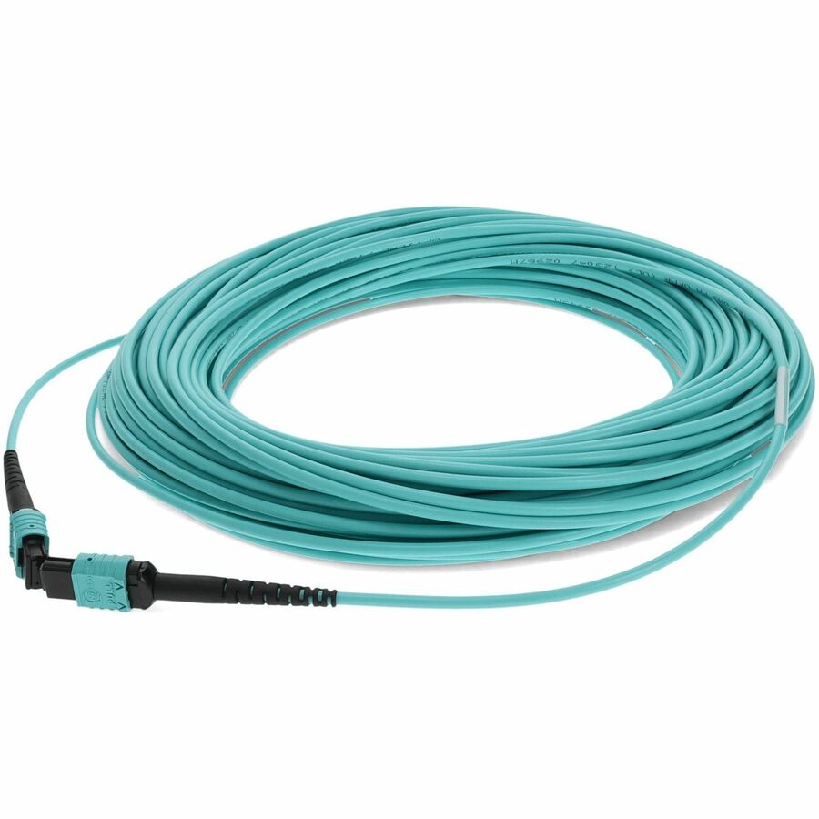 AddOn Fiber Optic Patch Network Cable - 36.09 ft Fiber Optic Network Cable for Network Device - First End: 1 x MPO Network - Female - Second End: 1 x MPO Network - Female - 100 Gbit/s - Patch Cable - OFNR, Riser - 50 &micro;m - Aqua - 1