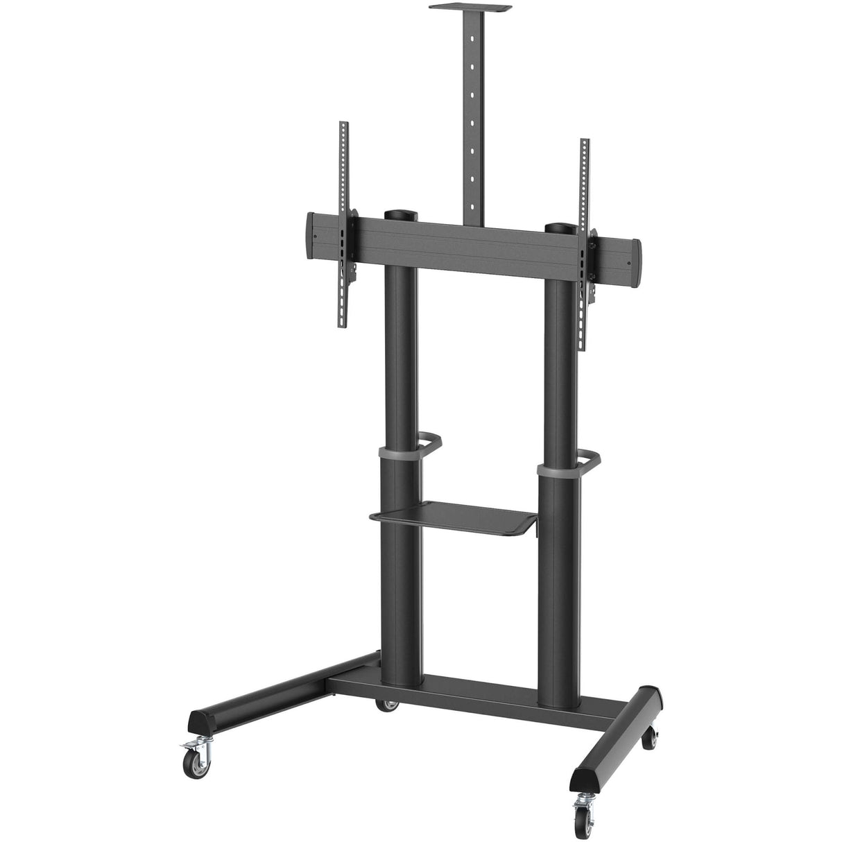 Tripp Lite Safe-IT Heavy-Duty Rolling Cart for 70" to 120" Displays, UL Certified, Antimicrobial Protection - 265 lb Capacity - 4 Casters - 3" Caster Size - Aluminum, Steel - 49.3" Width x 29.9" Depth x 91.9" Height - Black - For 1 Devices