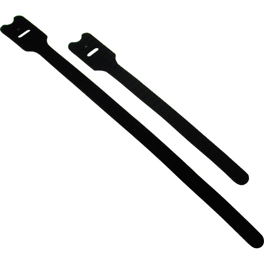 C2G 8in Screw-mountable Hook-and-Loop Cable Ties - 10pk - Cable Tie - Black - 10 Pack - 29850