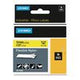 Rhino Flexible Nylon Industrial Label Tape, 0.5" x 11.5 ft, Yellow/Black Print - 18490