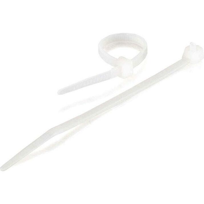 C2G 7.75in Releasable/Reusable Cable Ties - White - 50pk - Cable Tie - Natural - 50 Pack - 43044