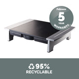 Fellowes Computer Monitor Stand with 5 Height Adjustments - Office Suites Monitor Riser with Storage Tray - Ergonomic Adjustable Monitor Stand for Computers - Max Weight 36KG/Max Size 28" - Graphite - 8031101