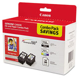 CANON  (PGI-210XL/CL-211XL) ChromaLife100+ High-Yield Ink/Paper Combo, Black/Tri-Color - 2973B004