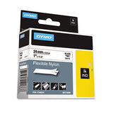 Rhino Flexible Nylon Industrial Label Tape, 1" x 11.5 ft, White/Black Print - 1734524