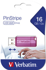 Verbatim PinStripe - USB Drive 16 GB - Hot Pink - 49067