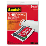 3M Laminating Pouches, 3 mil, 9" x 11.5", Gloss Clear, 20/Pack - TP3854-20
