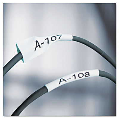 Rhino Heat Shrink Tubes Industrial Label Tape, 0.25" x 5 ft, White/Black Print - 18051