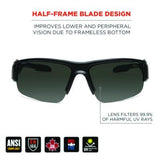 Skullerz DAGR Anti-Scratch Enhanced Anti-Fog Safety Glasses, Matte Black Half Frame, Smoke Dual Lens - 52035