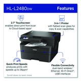 Wireless HL-L2480DW Compact Monochrome Multi-Function Laser Printer, Copy/Print/Scan - HLL2480DW