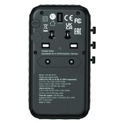 UTA-06 Gan III Universal Travel Adapter, (2) USB-A/(2) USB-C/Quick Charge 4+ - 32121