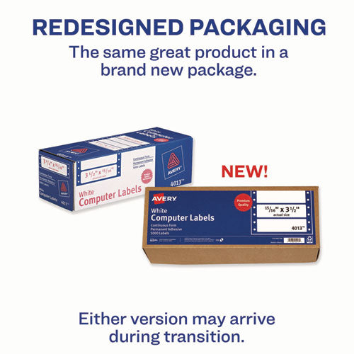 AVERY Dot Matrix Printer Mailing Labels, Pin-Fed Printers, 0.94 x 3.5, White, 5,000/Box - 4013