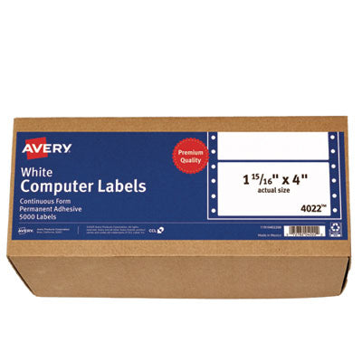 Dot Matrix Printer Mailing Labels, Pin-Fed Printers, 1.94 x 4, White, 5,000/Box - 04022 C2G