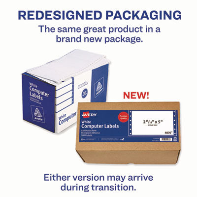 Dot Matrix Printer Mailing Labels, Pin-Fed Printers, 2.94 x 5, White, 3,000/Box - 04076 C2G