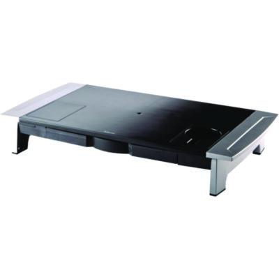Office Suites Premium Monitor Riser, 27" x 14" x 4" to 6.5", Black/Silver - 8031001