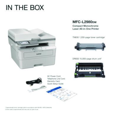 Workhorse MFC-L2980DW Compact Monochrome Laser AIO Printer, Copy, Fax, Print, Scan - MFCL2980DW
