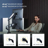 FELLOWES Platinum Series Dual Stacking Arm for 27" Monitors, 360 deg Rotation, 180 deg Tilt, 360 deg - 8043401