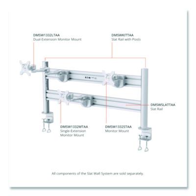 Slat Rail with Posts for Slat Wall System for 32" TVs, 8.1w x 5.7d x 5.51h, Silver, Supports 33 lb - DMSWKITTAA