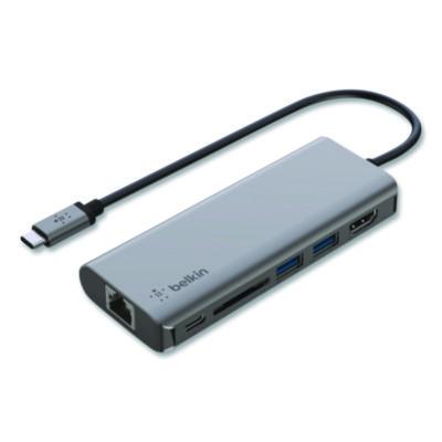 Connect 6-in-1 USB-C Multiport Adapter Hub, 6-Port, Gray - AVC008FQSGY-V2 BELKIN