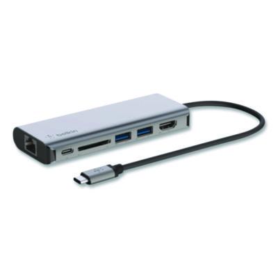 Connect 6-in-1 USB-C Multiport Adapter Hub, 6-Port, Gray - AVC008FQSGY-V2 BELKIN
