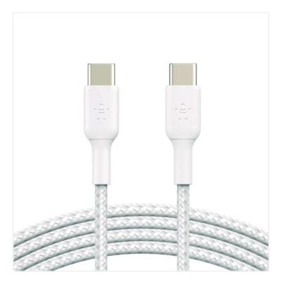 BOOST CHARGE Braided USB-C to USB-C Cable, 3.3 ft, White - CAB004BT1MWH BELKIN