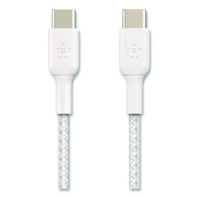 BOOST CHARGE Braided USB-C to USB-C Cable, 3.3 ft, White - CAB004BT1MWH BELKIN