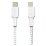 BOOST CHARGE Braided USB-C to USB-C Cable, 3.3 ft, White - CAB004BT1MWH BELKIN