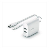 BOOST CHARGE Dual USB-A Wall Charger + Lightning to USB-A Cable, White - WCD001DQ1MWH BELKIN