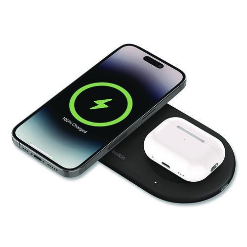 BELKIN BOOST CHARGE Pro 2-in-1 Magnetic Wireless Charging Pad with Qi2, USB-C, 15 W, Black - WIZ021TTBK