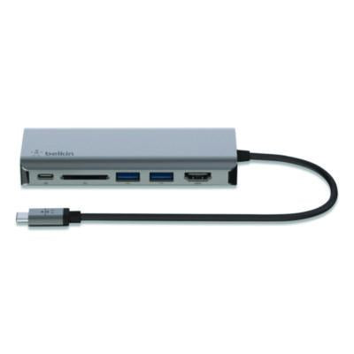 Connect 6-in-1 USB-C Multiport Adapter Hub, 6-Port, Gray - AVC008FQSGY-V2