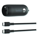 BOOST CHARGE USB-PD Car Charger + USB-C to USB-C Cable, 30 W, USB-C, Black - CCA004BT1MBK-B6 BELKIN
