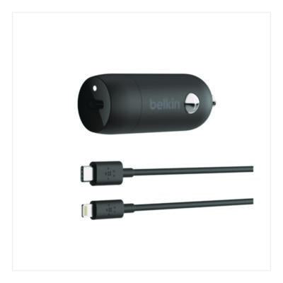 BOOST CHARGE USB-PD Car Charger + Lightning to USB-C Cable, 20 W, USB-C, Black - CCA003BT04BK