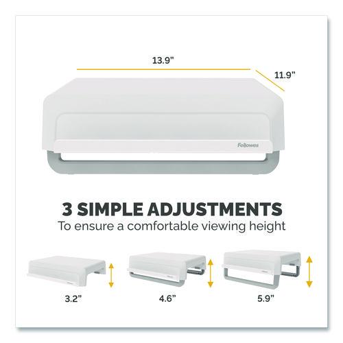 FELLOWES Breyta Monitor Stand, 13.94" x 11.97" x 3.25" to 6", White, Supports 33 lbs - 100098565