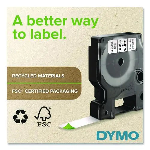 DYMO D1 Standard Labels, 0.5" x 23 ft, Black Print on White Tape, 2/Pack - 1926208 DYMO
