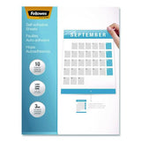 FELLOWES Self-Adhesive Laminating Sheets, 3 mil, 9.25 x 12, Glossy Clear, 10/Pack - 5221501