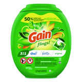 Flings Detergent Pods, Gain Original Scent, 112 Pods, 80 oz Tub - 02446 C2G
