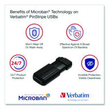 Pinstripe USB 2.0 Flash Drive, 64 GB, Black, 10/Pack - 70901