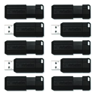 Pinstripe USB 2.0 Flash Drive, 64 GB, Black, 10/Pack - 70901