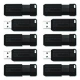 Pinstripe USB 2.0 Flash Drive, 64 GB, Black, 10/Pack - 70901