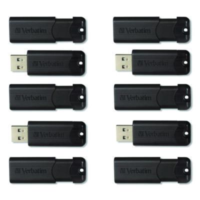 Pinstripe USB 3.2 Flash Drive, 32 GB, Black 10/Pack - 70902
