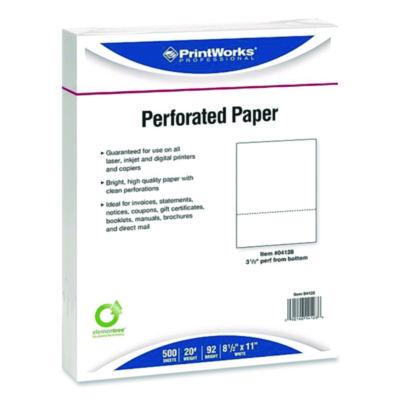 Perforated Paper, 92 Bright, Perforated 3.5" from Bottom, 8.5 x 11, White, 500 Sheets/Ream, 5 Reams/Carton - 04128 C2G