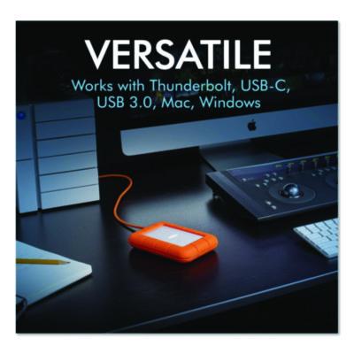 Rugged Portable External Hard Drive, 2 TB, USB-C, Orange/Silver - STFR2000800