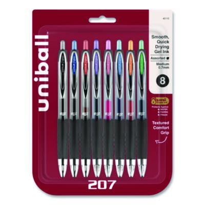 Signo 207 Gel Pen, Retractable, Medium 0.7 mm, Assorted Ink and Barrel Colors, 8/Pack - 40110 C2G