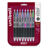 Signo 207 Gel Pen, Retractable, Medium 0.7 mm, Assorted Ink and Barrel Colors, 8/Pack - 40110 C2G