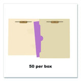Heavy-Duty Top Tab Fastener Folders, 1/3-Cut Tab: Assorted, Expands 0.75", 2 Fasteners, Letter Size, Manila, 50/Box - 52327