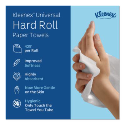 Universal Hard Roll Paper Towels with Premium Absorbency Pockets, 1-Ply, 8" x 425 ft, 1.5" Core, White, 12 Rolls/Carton - 01080 C2G