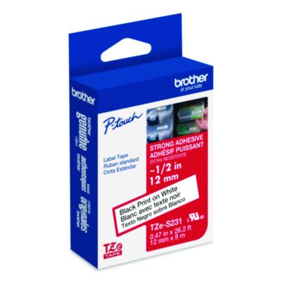 TZe Extra-Strength Adhesive Laminated Labeling Tape, 0.47" x 26.2 ft, Black on White - TZES231G
