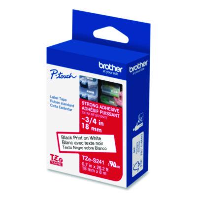 TZe Extra-Strength Adhesive Laminated Labeling Tape, 0.7" x 26.2 ft, Black on White - TZES241G