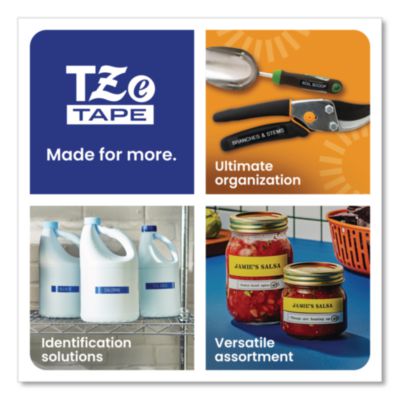 TZe Standard Adhesive Laminated Labeling Tape, 0.7" x 26.2 ft, Blue on White - TZE243G