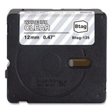 BROTHER Genuine P-Touch BTAG Label Tapes, 0.47" x 13.1 ft, White on Clear - BTAG135